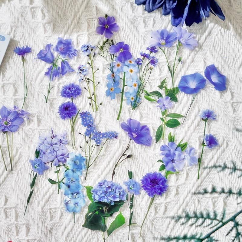 40Pcs Fresh Flowers Plants Stickers DIY Decoration PET Waterproof Stickers for Planners Scrapbooking Laptops