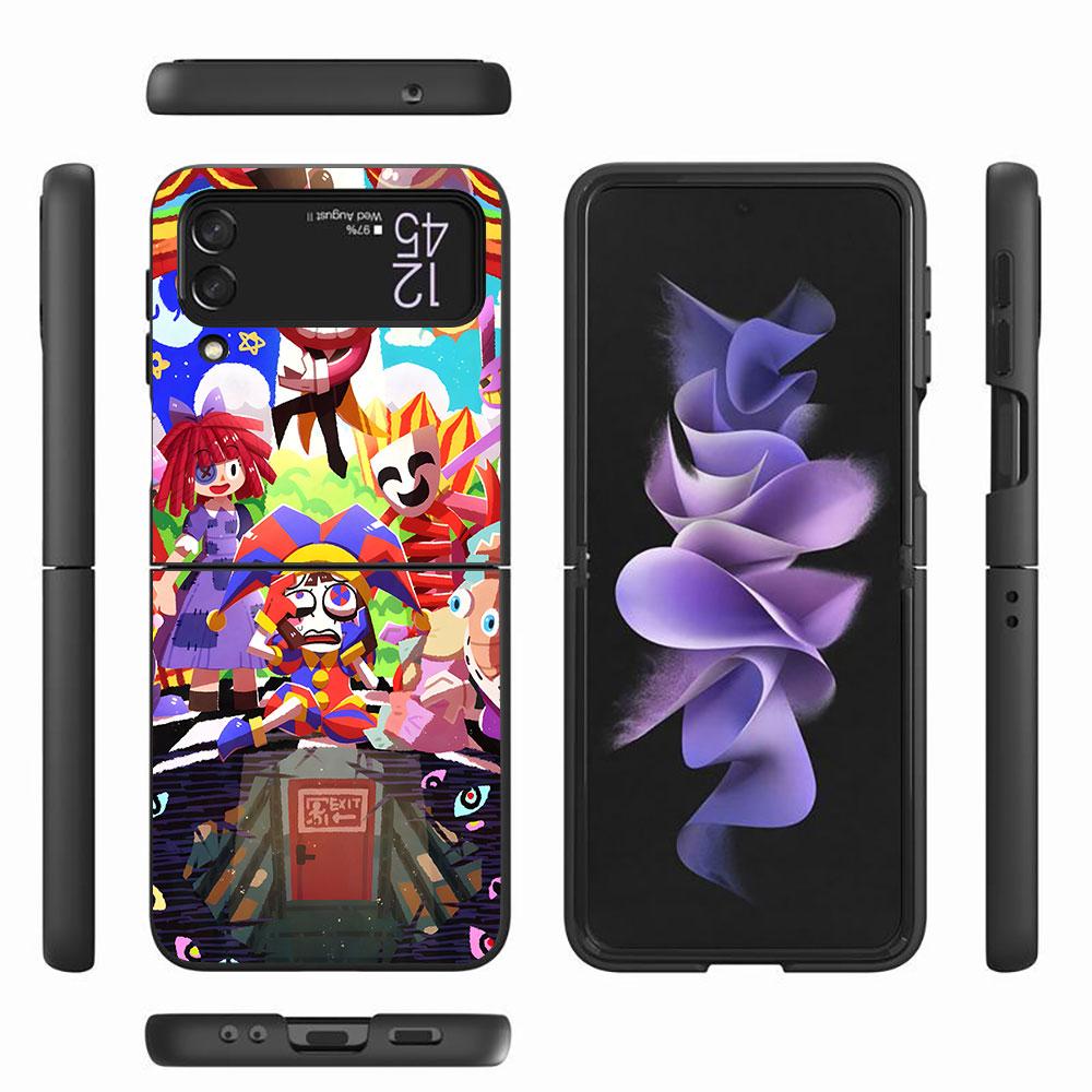 Pomni Amazing Digital Circus Case for Samsung Galaxy Z Flip4 Flip3 5G PC Hard Phone Shell Z Flip 4 3 Black Zflip4 Zflip3 Cover