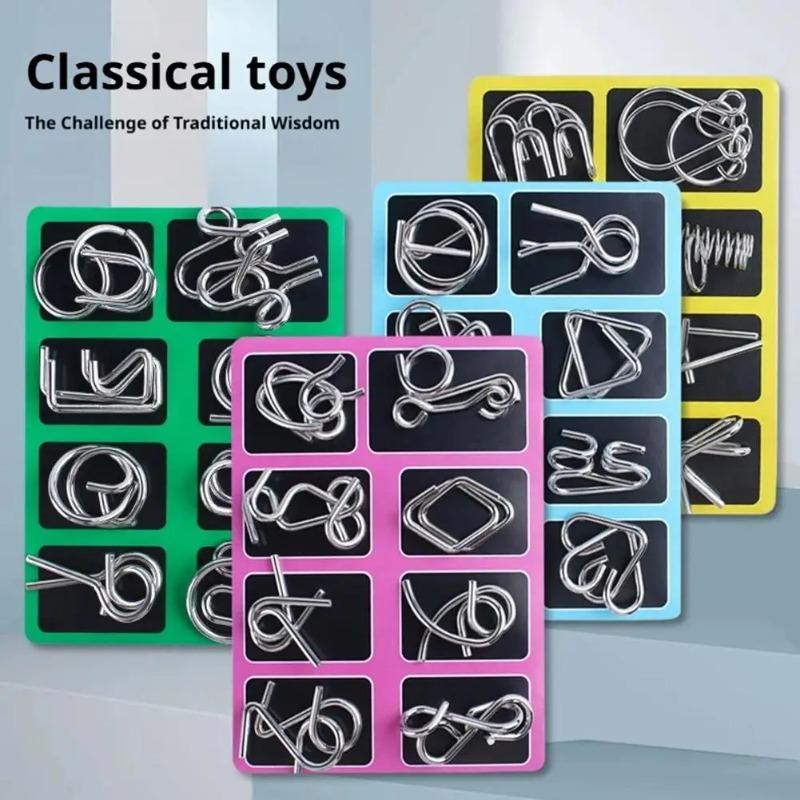 Metal Wire Mind Brain Teaser Puzzles Metal Montessori Puzzle Toys Children Adults Interactive Reliever Educational Toy