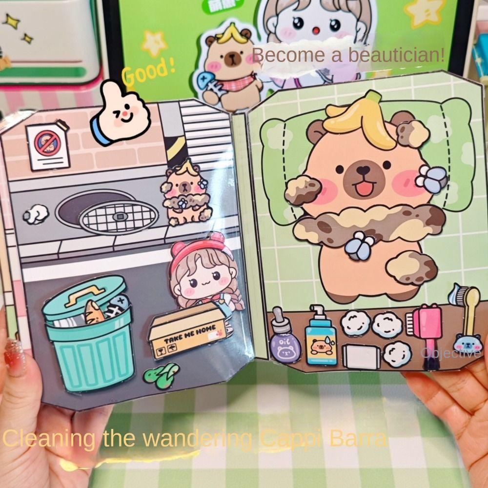 Educational Capybala Quiet Book Early Learning 3D Sticker Book  Creative Activities