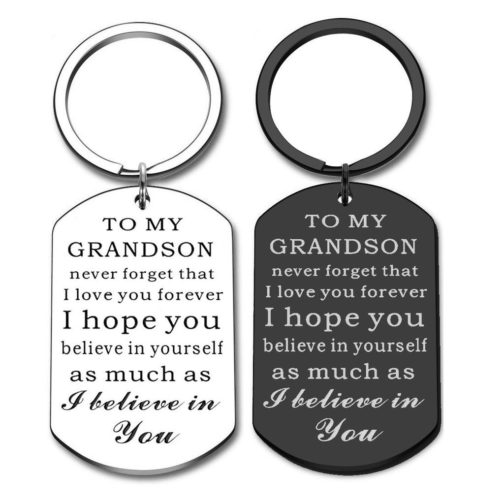 Elegant 2023 New Stainless Steel Keychain For Grandson Inspirational Gift Idea
