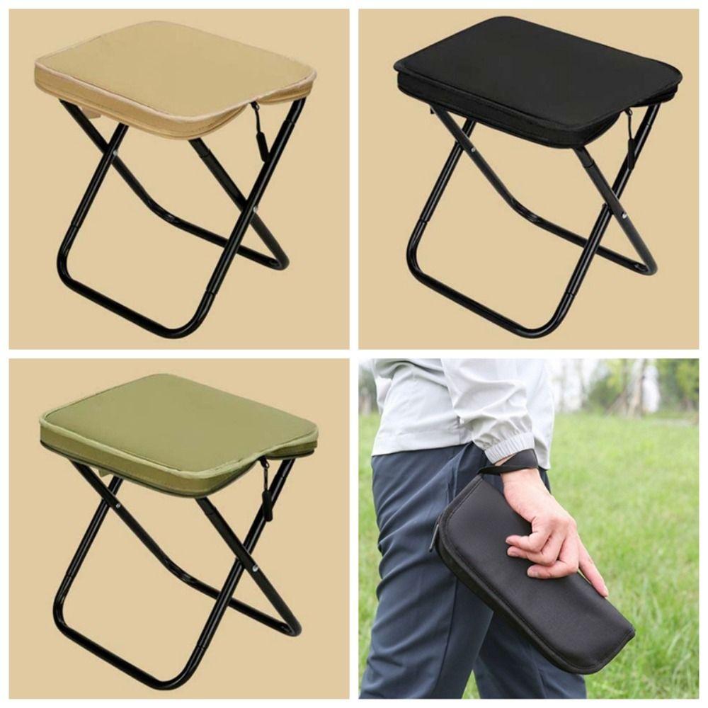 Solid Color Portable Zipper Campstool Ultra-light Outdoor Picnic Bench Folding Stool  Train
