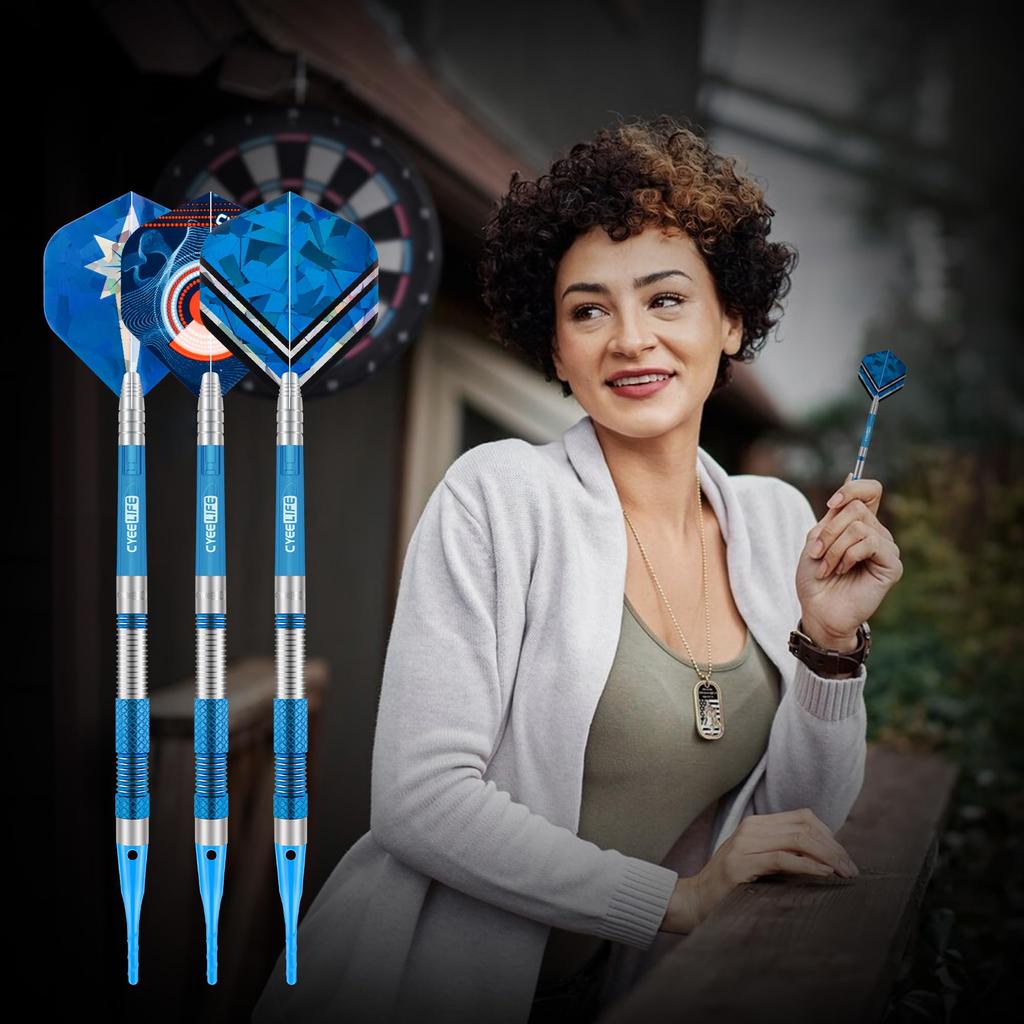 CyeeLife Plastic Tip Dart Arrows Tungsten 3 Points Tungsten Soft Professional Dart Set with Shaft and Tip 90% 90% Darts, Flight,