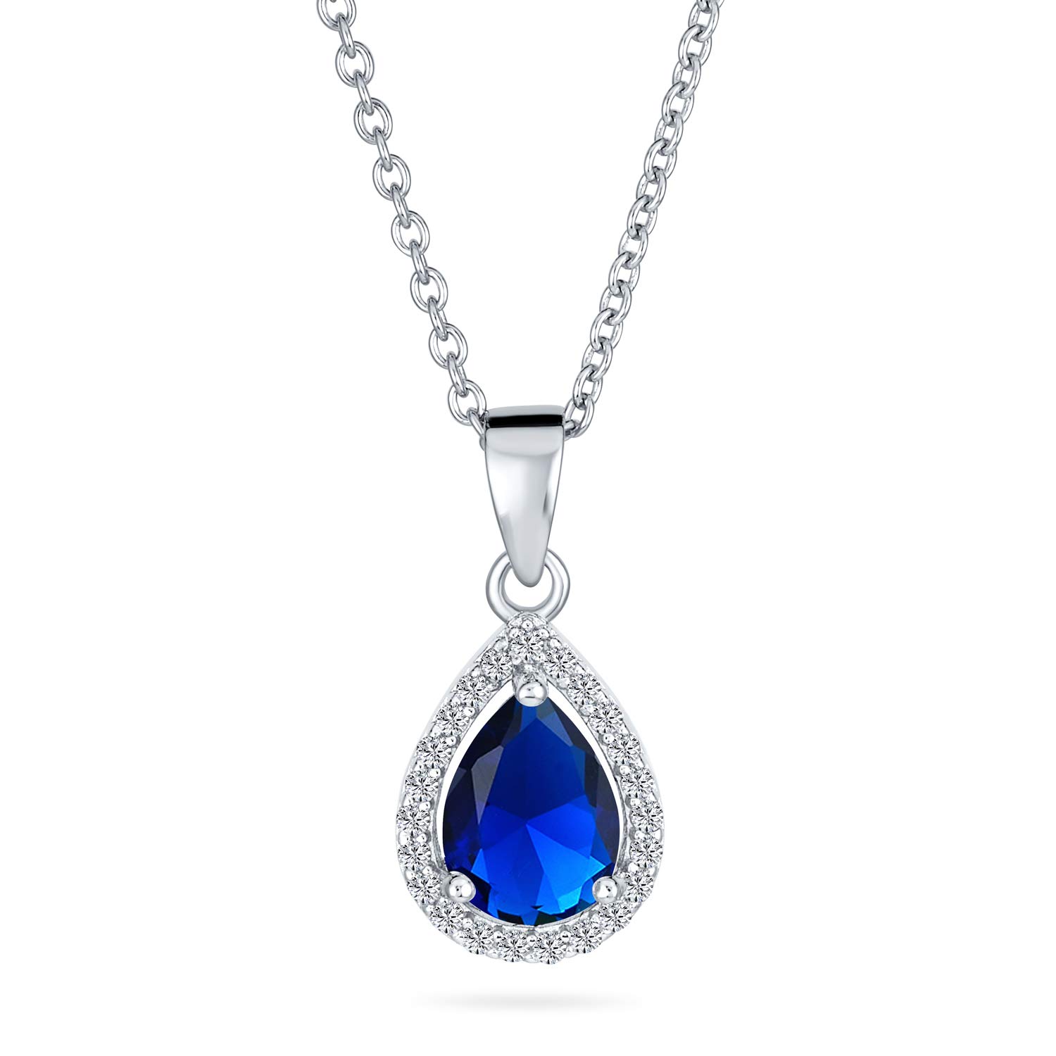 

CZ AAA 925 Silver Sapphire Blue Drop Shape Pendant 5CT [Bling Jewelry]