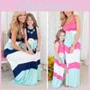Elegante Casual Boho Streep Maxi Jurk voor Moeder en Dochter voor Bijpassende Outfits
