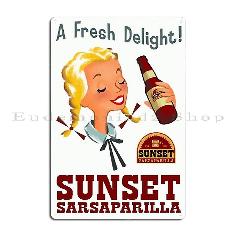 

A Fresh Delight Sunset Sarsaparilla Poster Fallout New Vegas Metal Signs Retro Club Printing Cinema Wall Custom Tin Sign Poster 20x30cm（7.8x11.8inch）