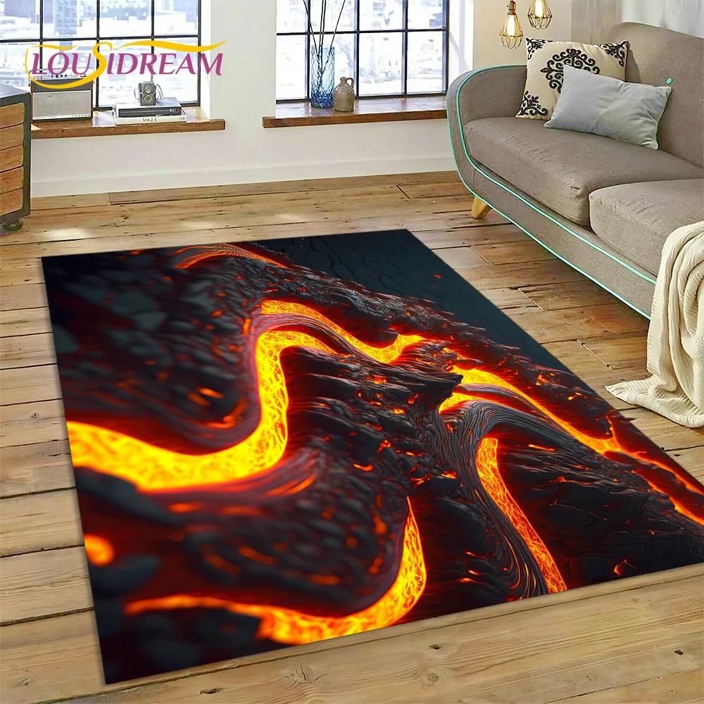 

Вулкан 3D Lava Magma Килимок для вітальні, спальні, домашній декор, підлоговий килимок, нековзка прикраса для дивана, кухонний килимок, подарунок 100x150cm