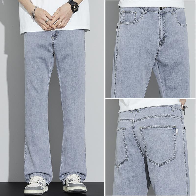 

Tencel soft summer wide-leg American vibe micro-flare pants, versatile straight-leg high-rise jeans, fashionable and cool 28 светло-синий