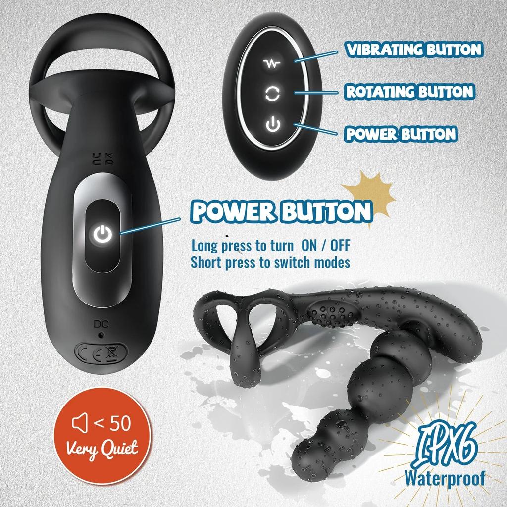 Wireless Control Vibrating Butt Plug Anal Vibrator 360 Rotate Anal Beads Male Prostate Massager Cock Trainer Sex Toys for Men 18