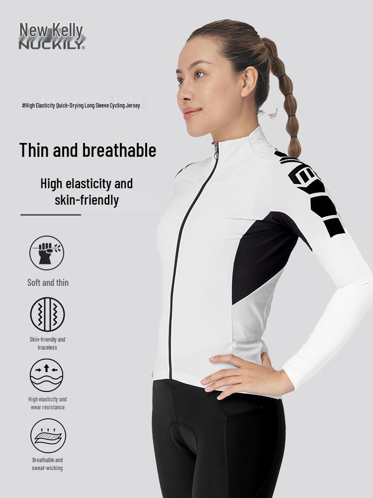 Nuckily Women's Long Sleeve Cycling Jersey: Quick Dry, Breathable, Sun Protection for Road and Mountain Biking In Autumn