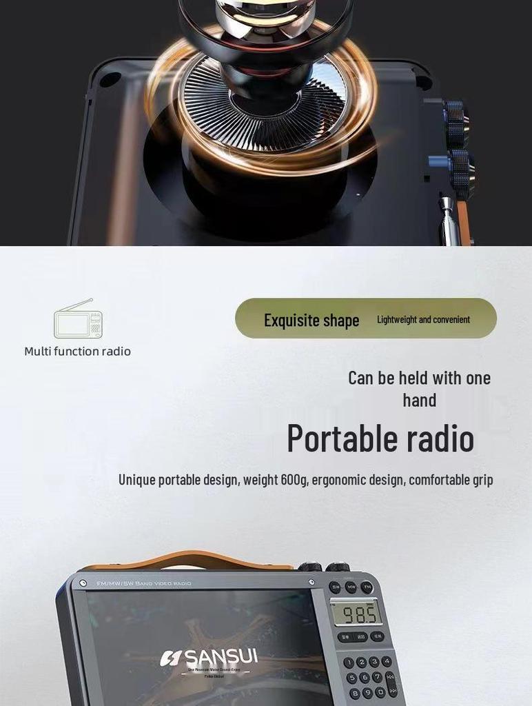 Sansui F51 2023 Radio: Senior-Friendly Portable Bluetooth Speaker with Video Playback & Card Slot