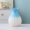 Ceramic Vase Small Modern Flower Vase for Fresh/Artificial Flowers Ribbed Farmhouse Decorative Vase