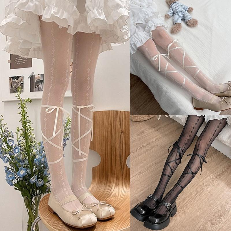 Women Tights Flower Patterned Tights Lolita Pantyhose Lolita Tight Sock T Thigh-High Stocking JK Stocking Ballet Tights