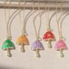 Trendy Multicolor Mushroom Pendant Necklace with Gold-Plated Copper Chain