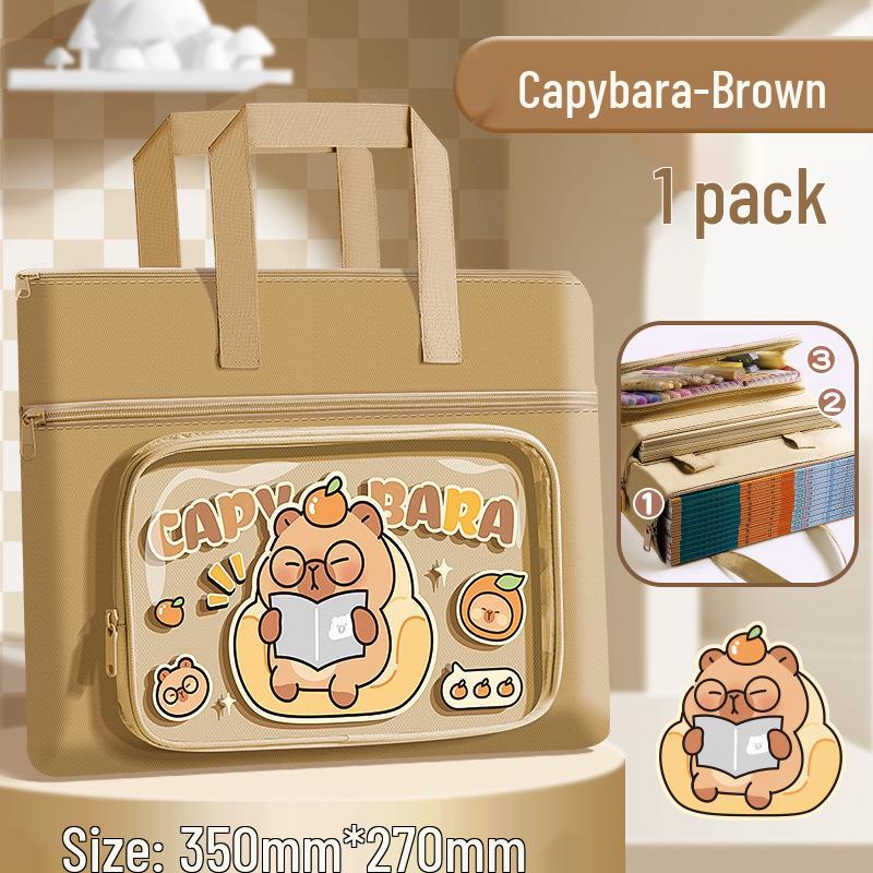 

Kaba Bear Large Capacity Tote Bag for Elementary Students - Book, Art, and Test Paper Storage