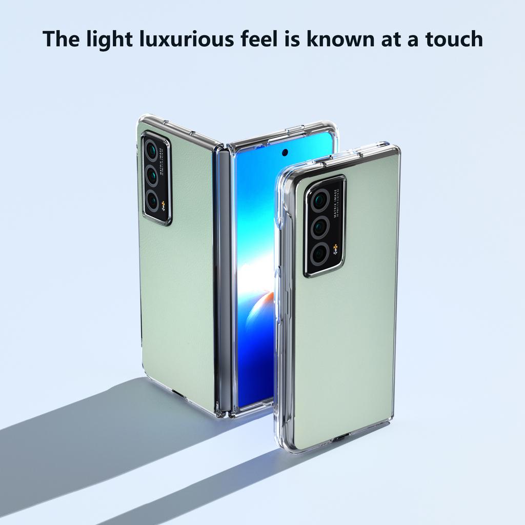 For Honor Magic Vs2 5G Case Transparent Edge Leather+PC Phone Cover