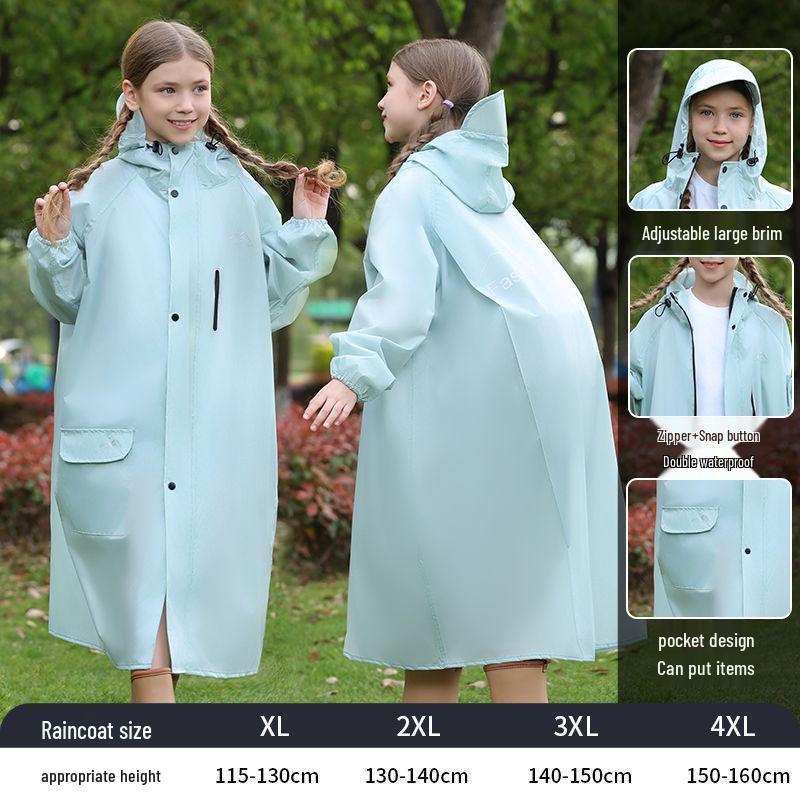 Kids' Full-Length Raincoat with Backpack Space - Heavy Rain Protection for Primary School Girls & Boys, Durable Oxford Cloth