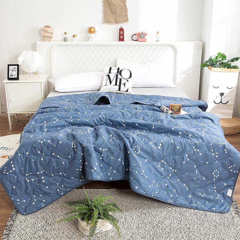 Lit d'été matelassé simple et double, léger, noyau de couette imprimé, climatisation, couette double, queen size, couette fine à carreaux