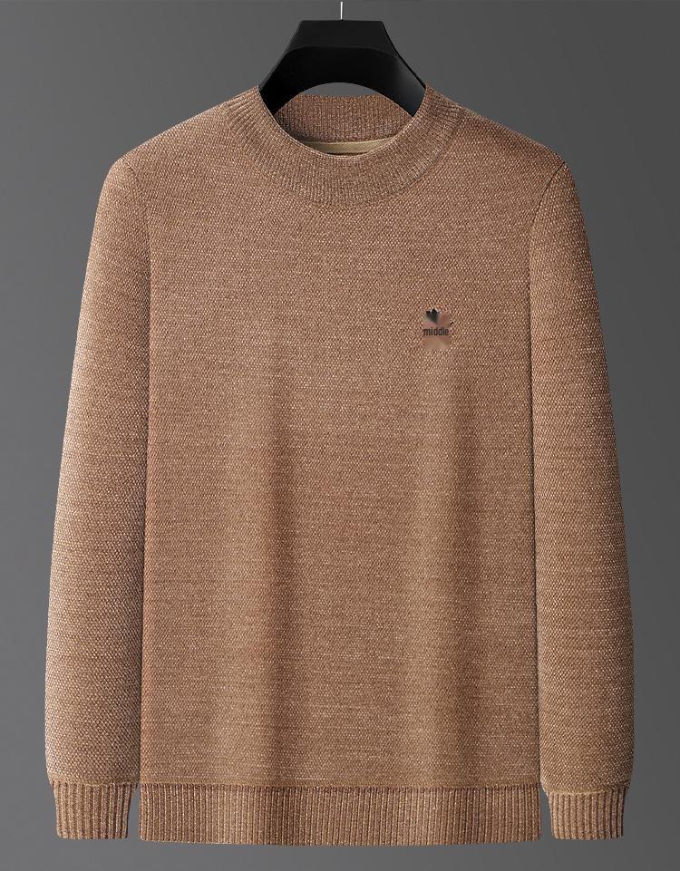 Men's Chenille Embroidered Thick Plush Half-Turtleneck Fleece Sweater