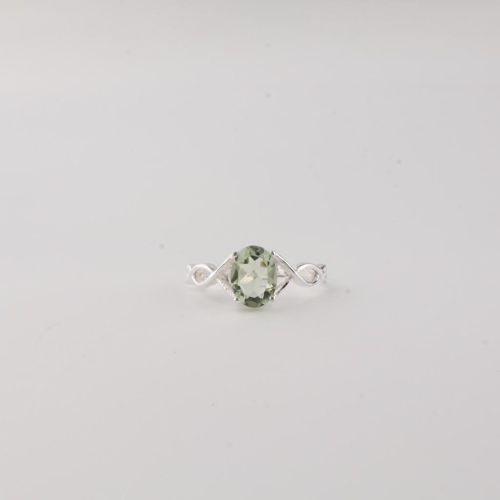 Green Amethyst Gemstone 925 Sterling Silver Jewelry Promise Ring Gift For Love CZR-16-12