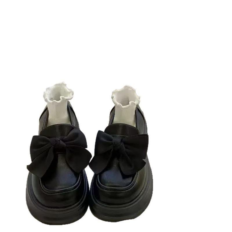 Sweet bow muffin shoes women's new spring and autumn Mary Jane all-inclusive with skirts versatile single shoes