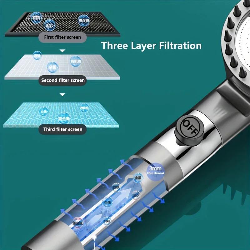 Shower showerhead High Pressure Shower Head One Button Water Stop Water Water Saving Adjustable 4 Mode Water Massage Shower Head