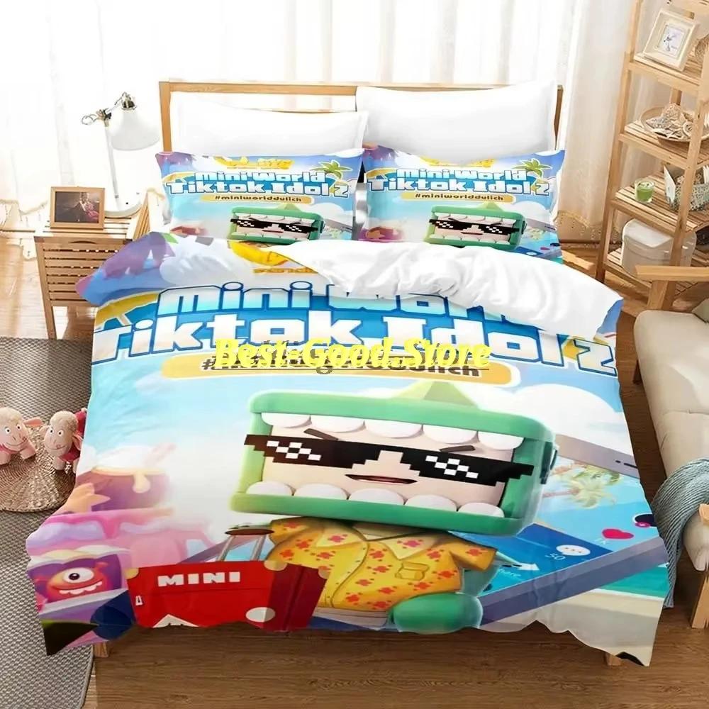 

Comforter Mini World Bedding Set Single Twin Full Queen King Size Bed Set Aldult Kid Bedroom Duvet Sets 3D Print Anime Bed Comforter (quilt)-EU Single(135*200cm)3pcs