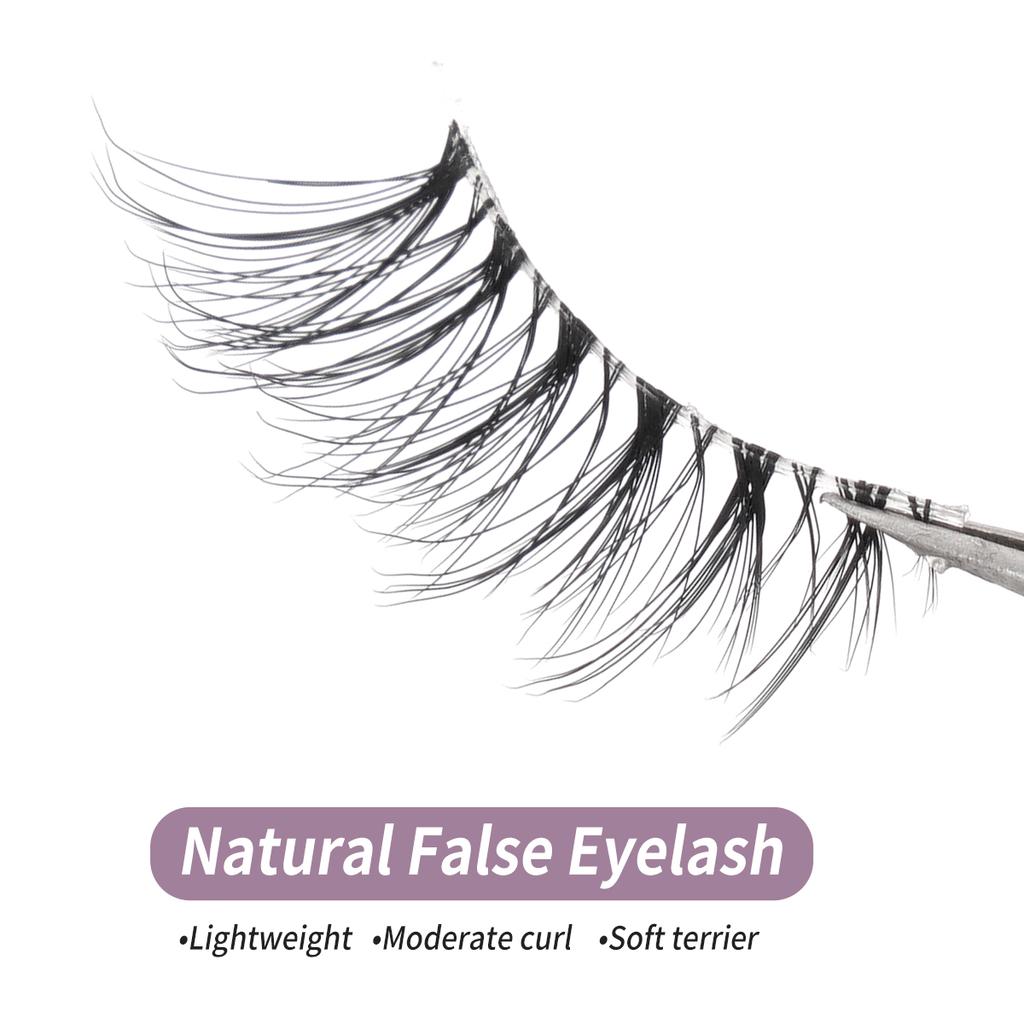 Half EyeLashes 5 Pairs Manga Lashes Clear Band Natural False Crisscross Eyelashes Wispy Short Cat Eye Eyelash Extension