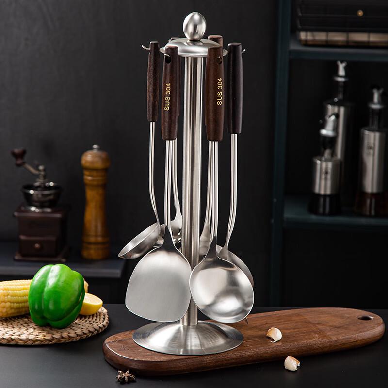 Wutuo Küchenutensilien aus Edelstahl 304 mit Holzgriff