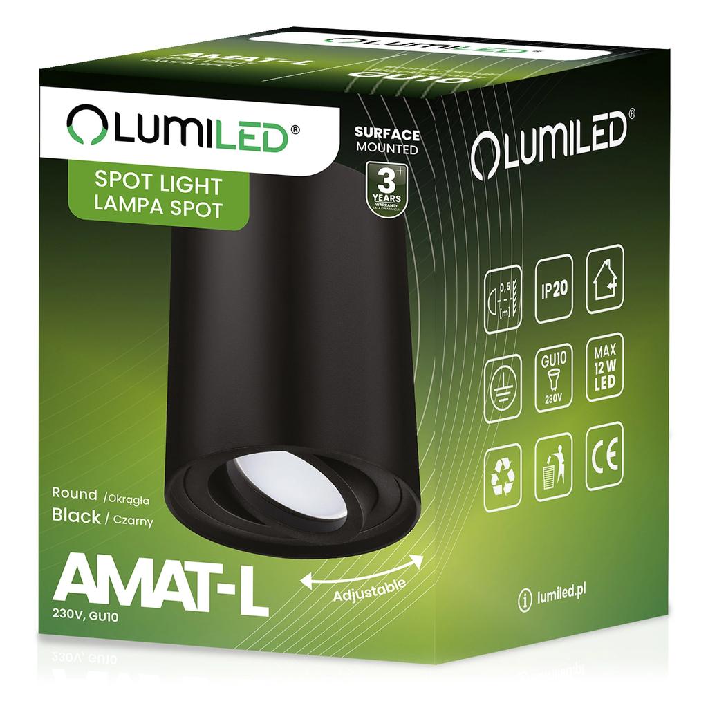 Surface-Mounted Halogen Spot Tube Movable Fixture Amat-L Gu10 Round Black 115Mm