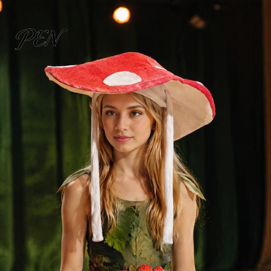 Funny Hat for Halloween Polka-dot Mushroom Dress Up Hat, Soft Plush Forest Themed Cosplay Fun Headgear Costume Accessory, Creative Stage Performances