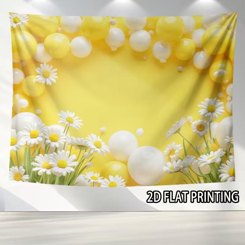 Helle gelbe und weiße Ballon-Gänseblümchen-Kulisse Florales Thema Fotografie Hintergrundtuch