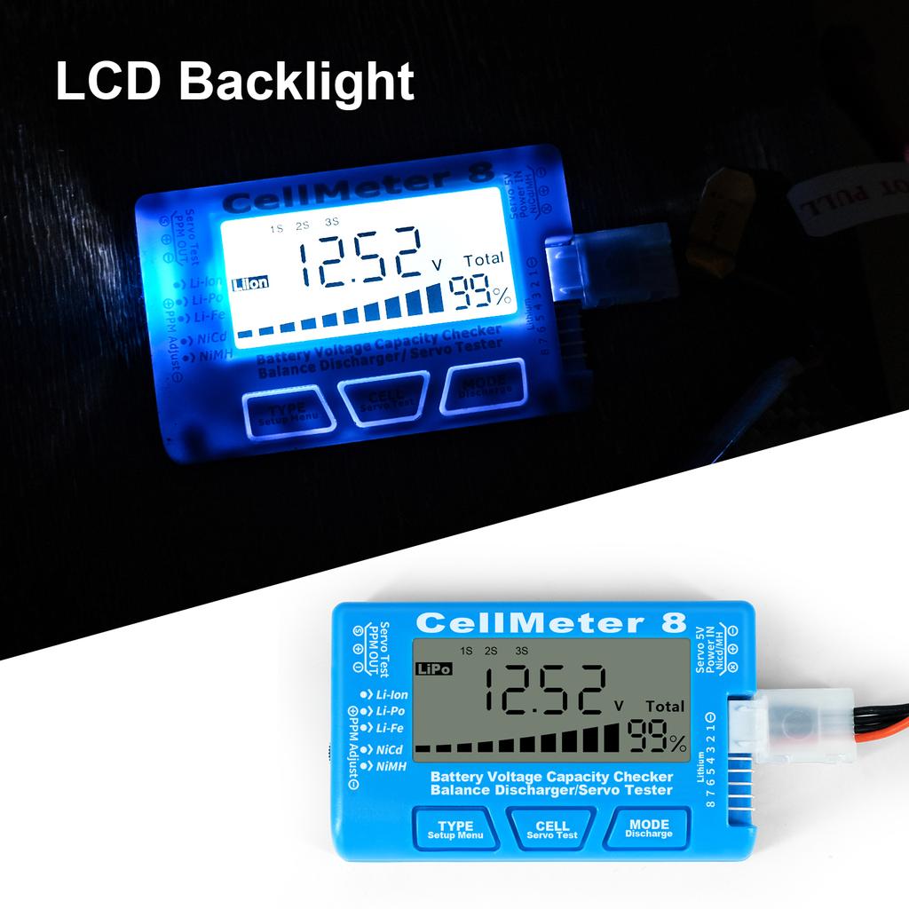 CellMeter 8 Multifunctional Digital Power Servo Tester Discharger Balancer For Li-Po Li-lon Li-Fe RC Airplane Spare Part