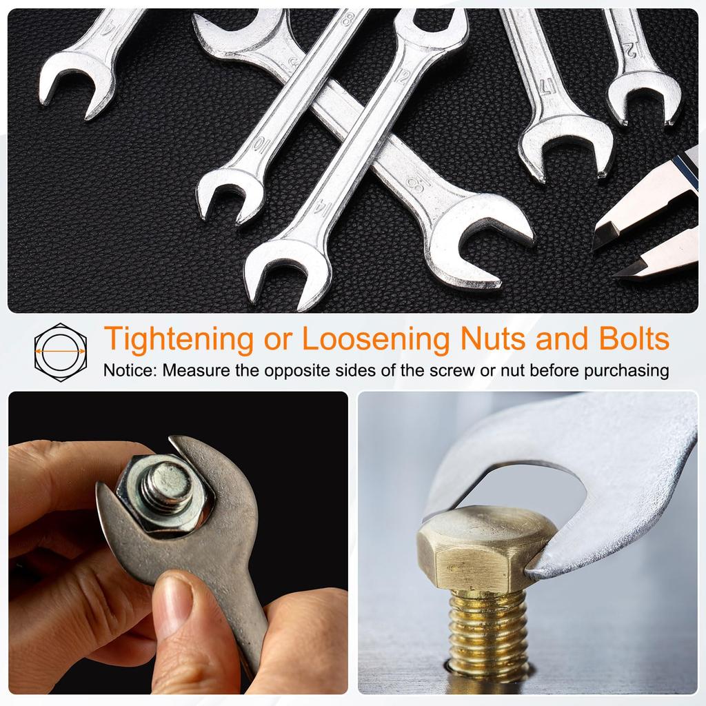 uxcell Set Double 19mm x 22mm 15 Degree Offset Small Flat Head Galvanization Spanner for Auto Repair and Furniture Assembly 5-Piece Open-End Wrench,