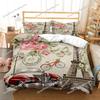 New York Statue of Liberty Duvet Cover KingQueen Size Retro Car Nostalgic 50s Polyester Bedding Set,Vintage Car Quilt Cover9639