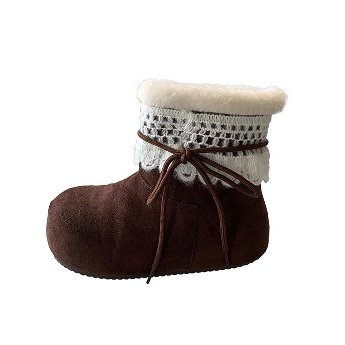 Autumn Winter New Women's Short Snow Boots Thickened Heightened Fleece Lined Warm Slip-on Cozy Casual Cotton Shoes for Women