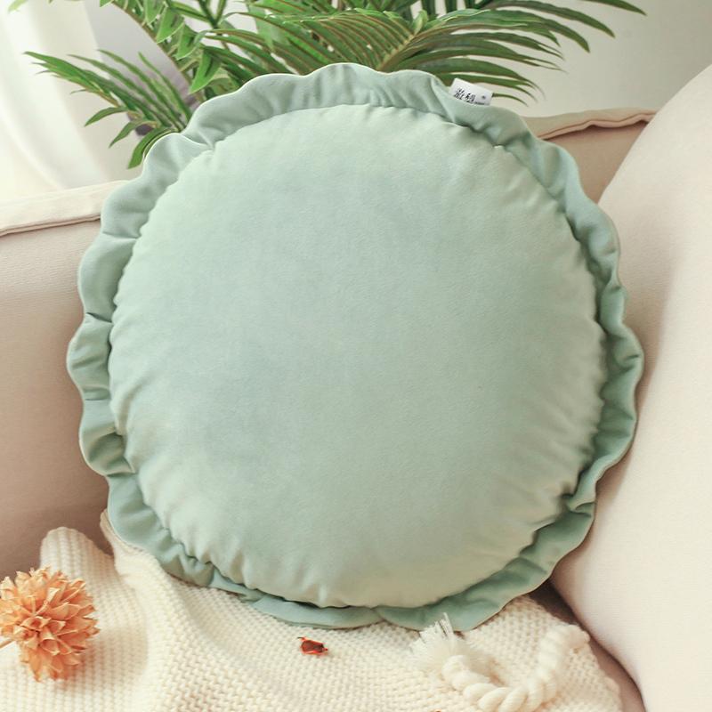 Ins Nordic Simple Round Cushion Cute Sofa Pillow Super Soft Waist Pillow Bay Window Girl Room Decor Pouf  Lace Pleated Futon