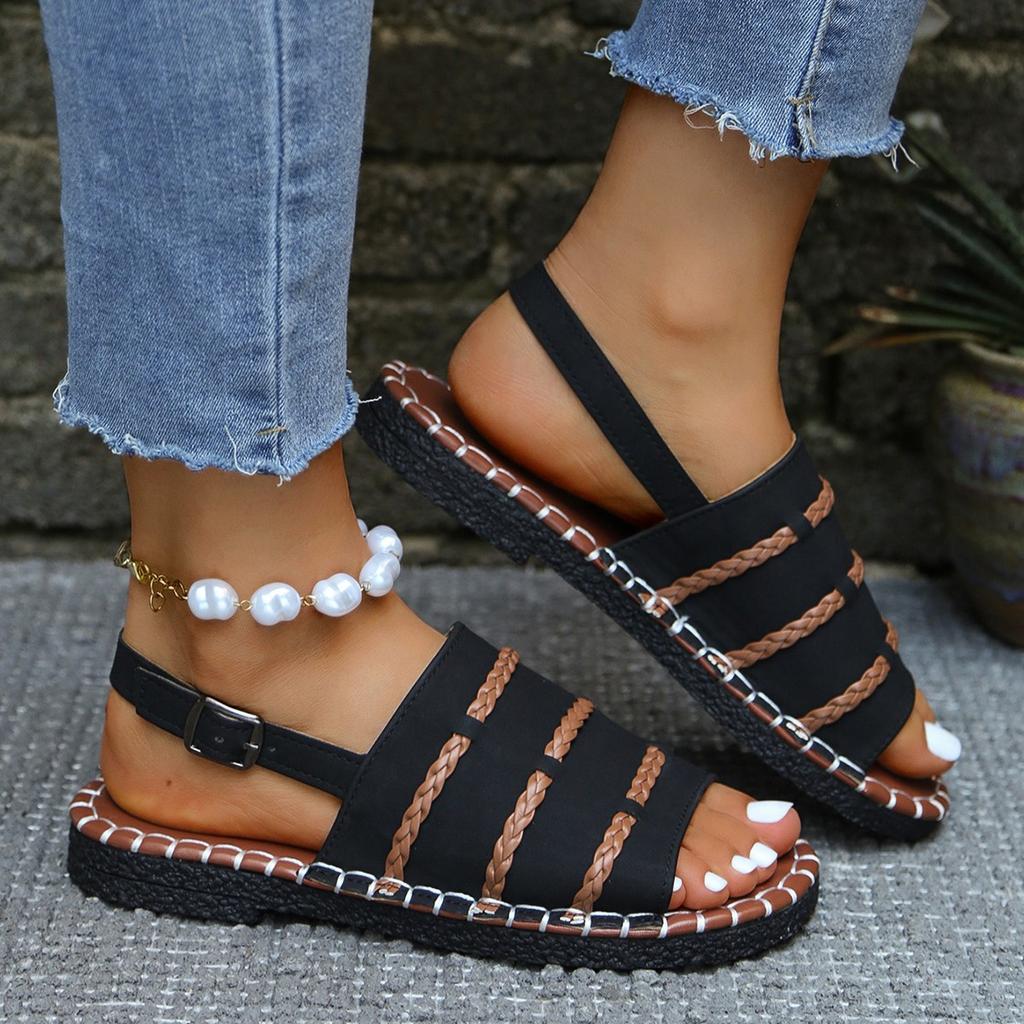 

New Women s Plus Size Flat Sandals One Buckle Strap Comfortable Casual Outdoor Shoes 36