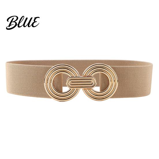 Wide Elastic Waist Belt 75cm Women's Belt, Stretch Fashionable with Slimming for Daily Commute Geometric Metal Buckle, Dress Corset Accessory