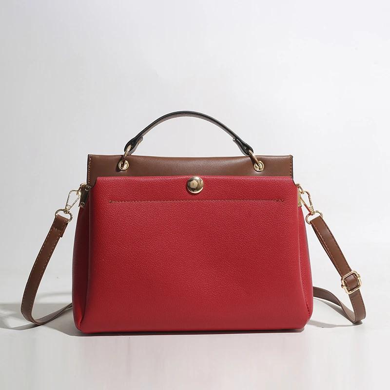 Monochromatic Feminine Shoulder Bag with Zipper Interior Square Bags Stitching Line High Quality Fashion