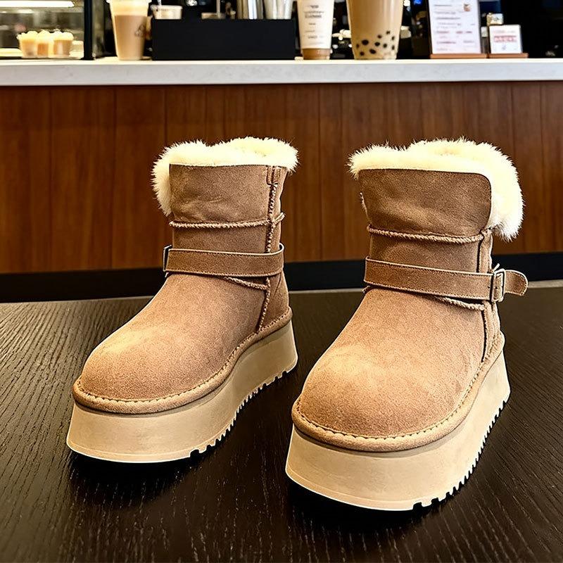 thick-soled snow boots for women, new winter velvet thickened warm fashion cotton shoes, snow cotton warm shoes for women