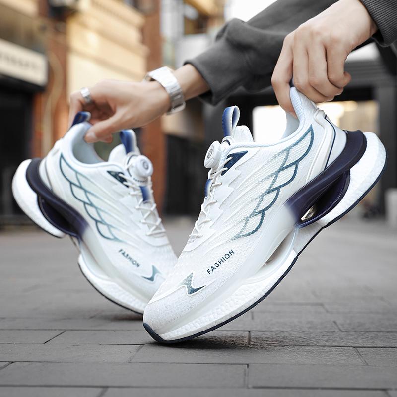 Men'S Casual Shoes Shockproof Comfortable Real Explosion Breathable Technology Rotating Button Trend Sports Shoes