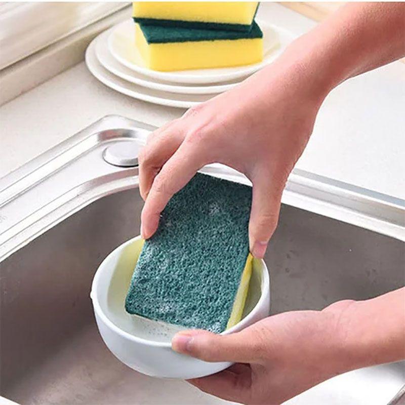 Langlebiges 8-teiliges Küchenschrubber-Set mit gelben und grünen Schwamm-Pads