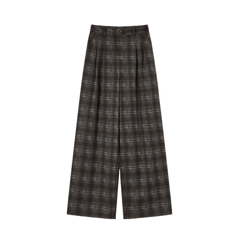 Xiangying Women's Plaid Wide-Leg Trousers