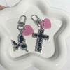 Gothic Crosses Butterfly Keychain Dark Tone Zinc Alloy Portable Sturdy Accessory for Keys Bags Everyday Use