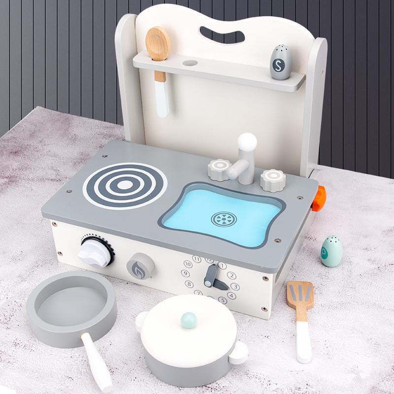 Wooden Pretend Play Kitchen Set For Kids With Childrens Cookware Gift For Toddlers