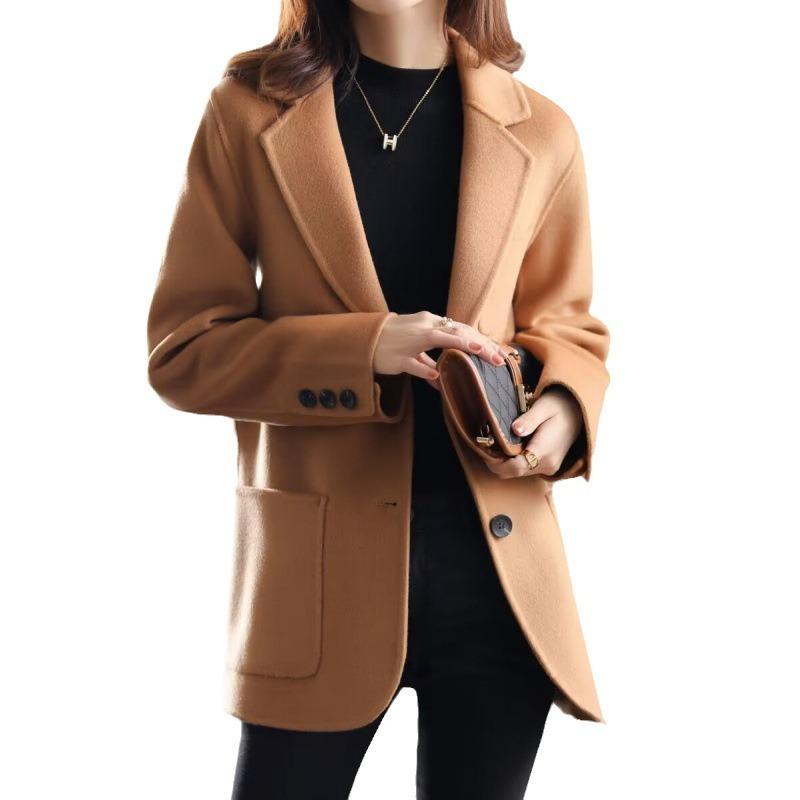 Palton Scurt din Lână Stil Coreean Femei Croială Slim Fit Toamnă Iarnă