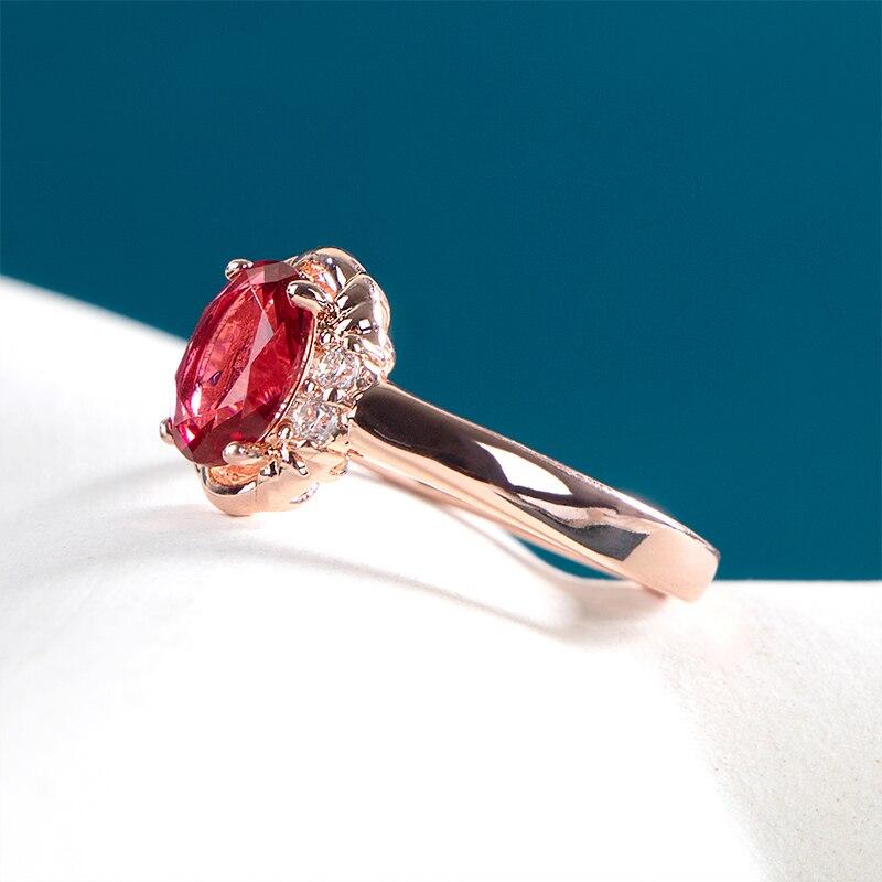 BELLA BOX Luxury Solitaire Ladies Oval Engagement Ring Imitation Ruby Ring Anniversary Gift for Women