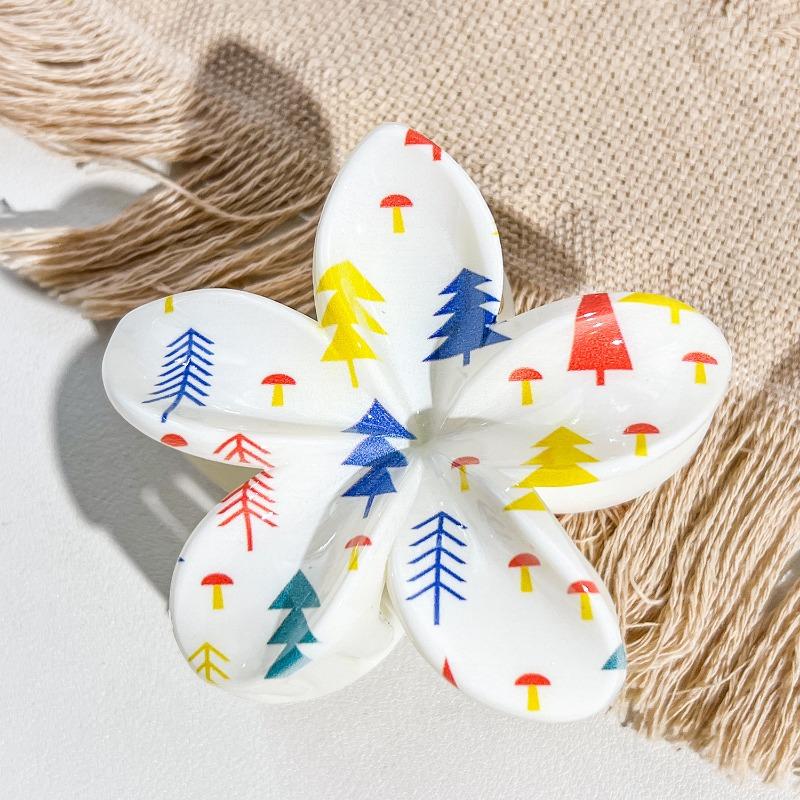 Uv-printed Frangipani HairpinFemale Seaside Vacation Back of The Head HairpinShark Clip