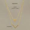 Elegant Geometric V-Shape Triangle Pendant Double Layer Necklace with Delicate Chain